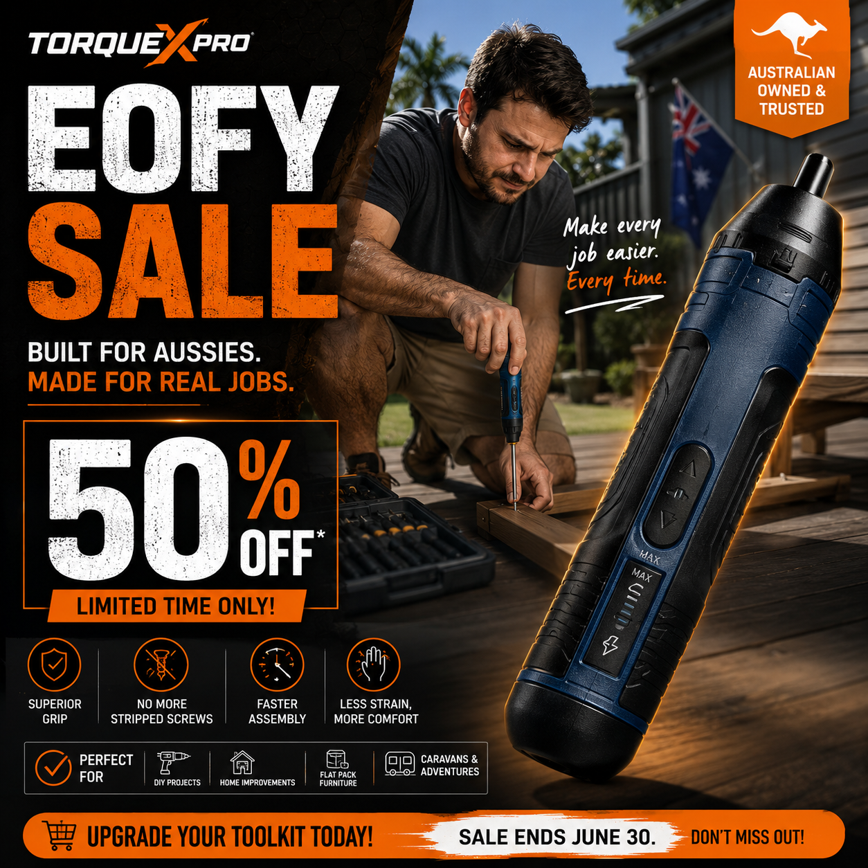 The TorqueX Pro Cordless Screwdriver EOFY SALE 50%